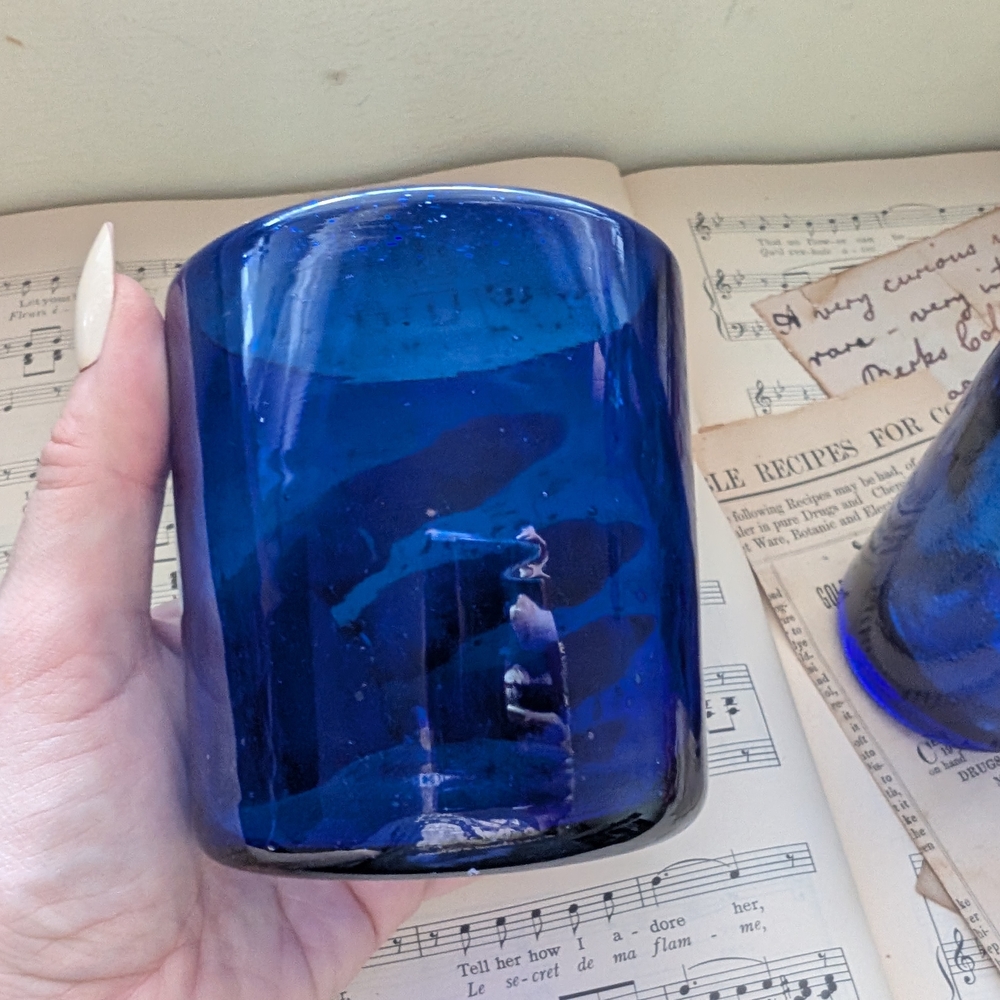Cobalt Blue Glass Bottle & Tumbler Set - Picture 2 of 10
